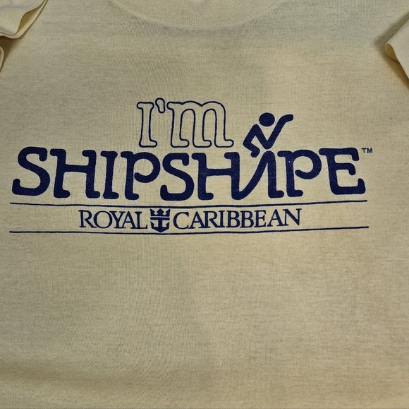Vintage 80s Royal Caribbean I'm Shipshape Single Stitch Yellow T-Shirt Large A29 - Picture 4 of 10